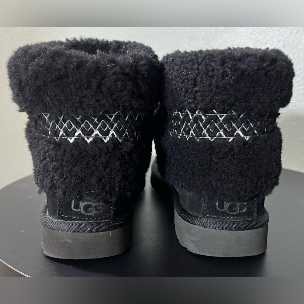 UGG AUS Mini UGGBraid Boots Curly Sheepskin Fur Warm Winter Cozy Outdoor Casual - Picture 4 of 11